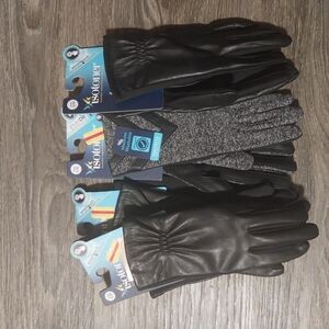 Isotoner Womens Sleek Black Gloves